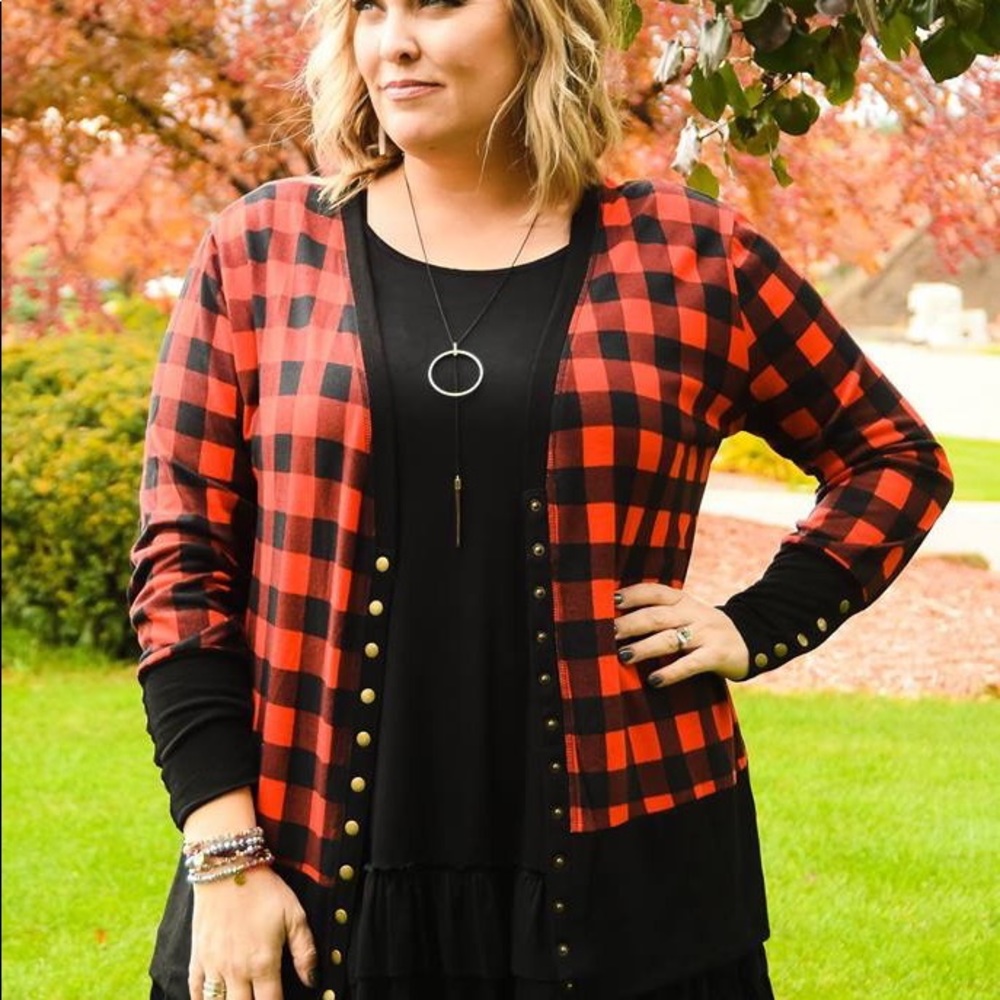 Buffalo Plaid Snap Cardigan